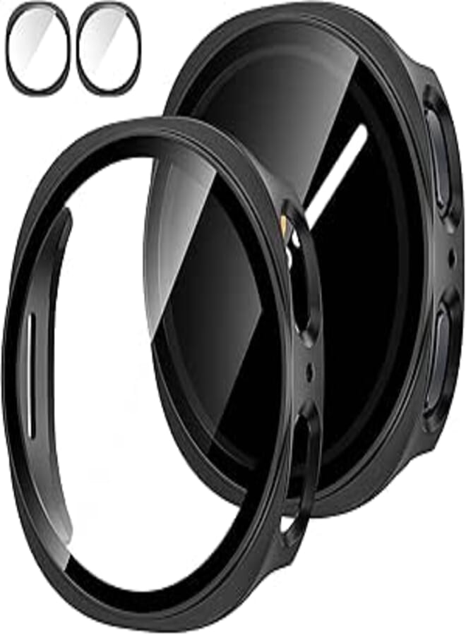 Tensea [2Pack for Samsung Galaxy Watch 8 2025 Screen Protector Case 44mm Accessories, Protective Face Cover for 44 mm, Hard Bumper Built-in Tempered Glass Film for Women Men